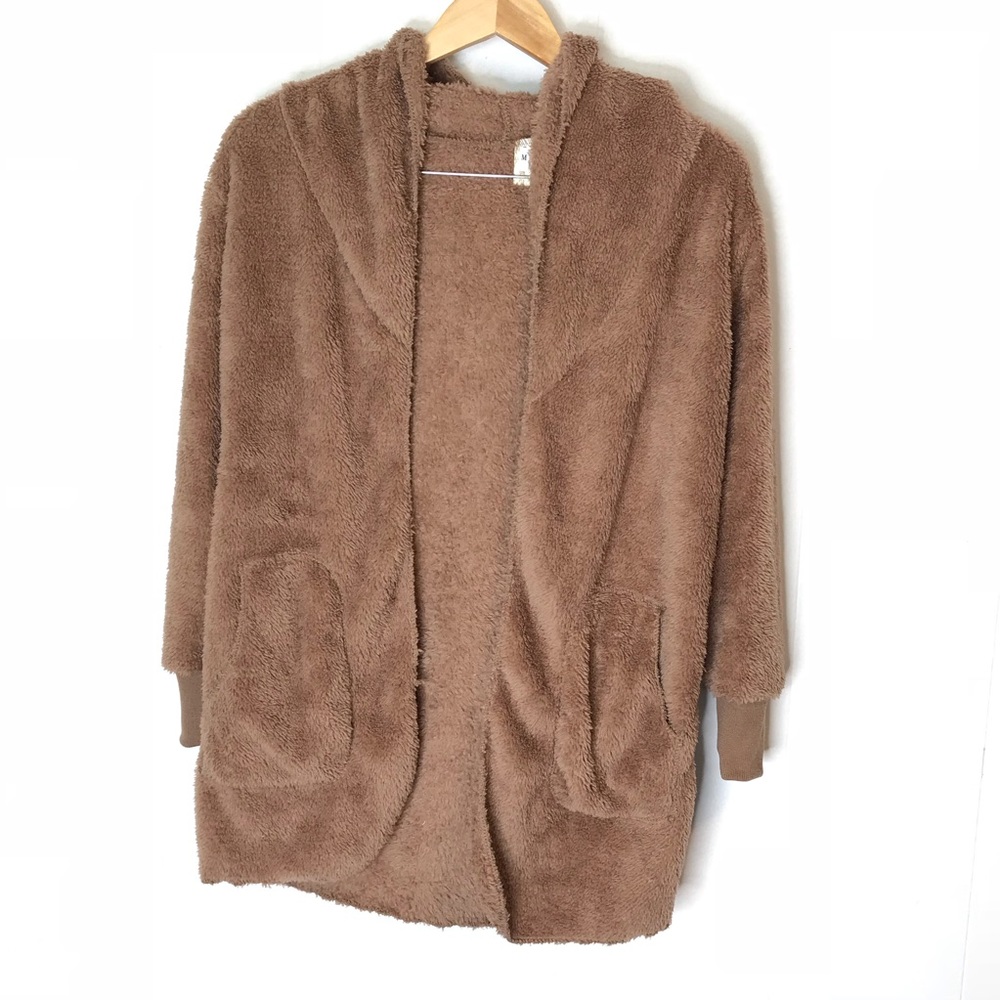 Light brown fuzzy teddy Sherpa lightweight S NWOT